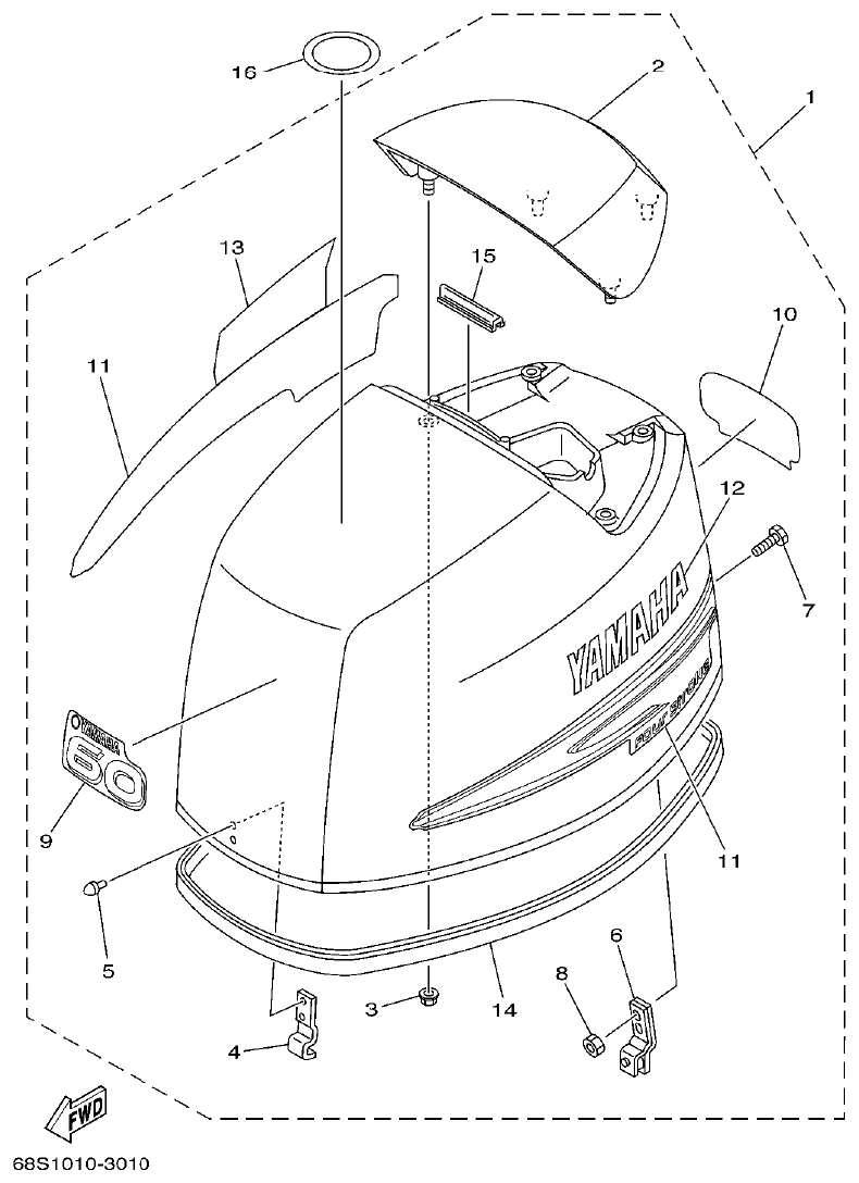 Yamaha FT60B TOP COWLING parts diagram
